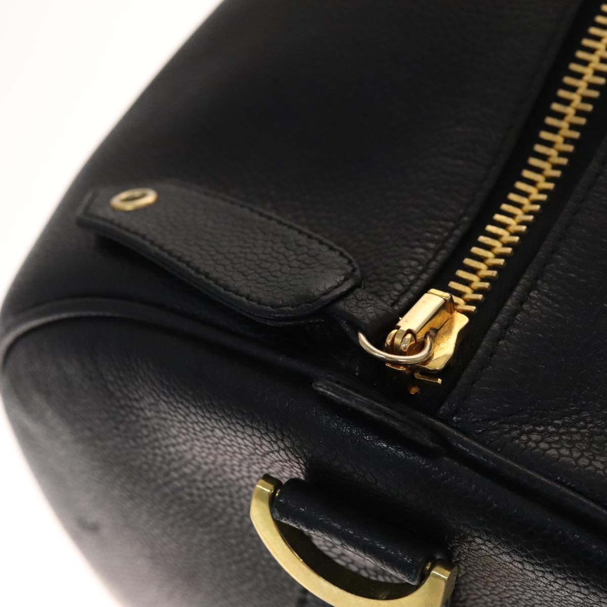 CHANEL COCO Mark Boston Bag Caviar Skin Black Gold CC yk16646