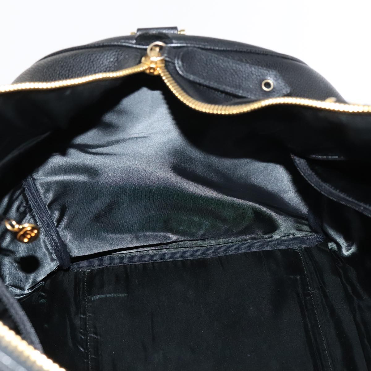 CHANEL COCO Mark Boston Bag Caviar Skin Black Gold CC yk16646