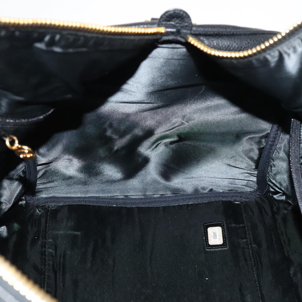 CHANEL COCO Mark Boston Bag Caviar Skin Black Gold CC yk16646