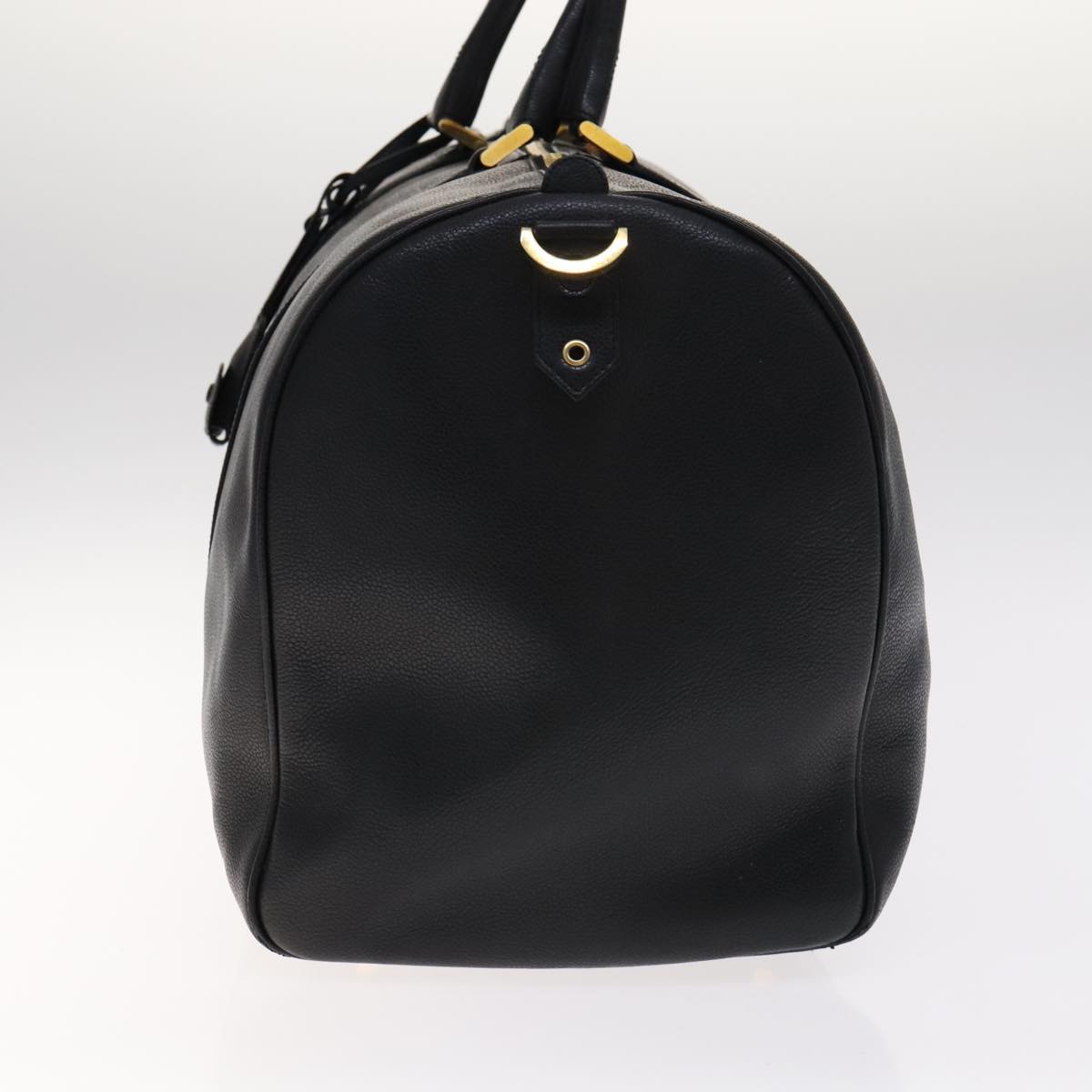 CHANEL COCO Mark Boston Bag Caviar Skin Black Gold CC yk16646