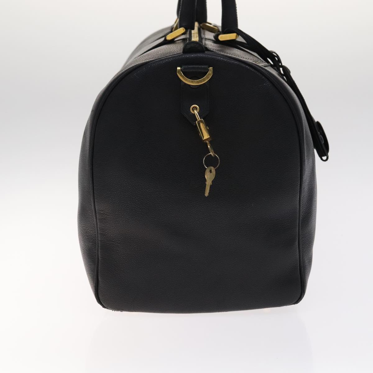 CHANEL COCO Mark Boston Bag Caviar Skin Black Gold CC yk16646