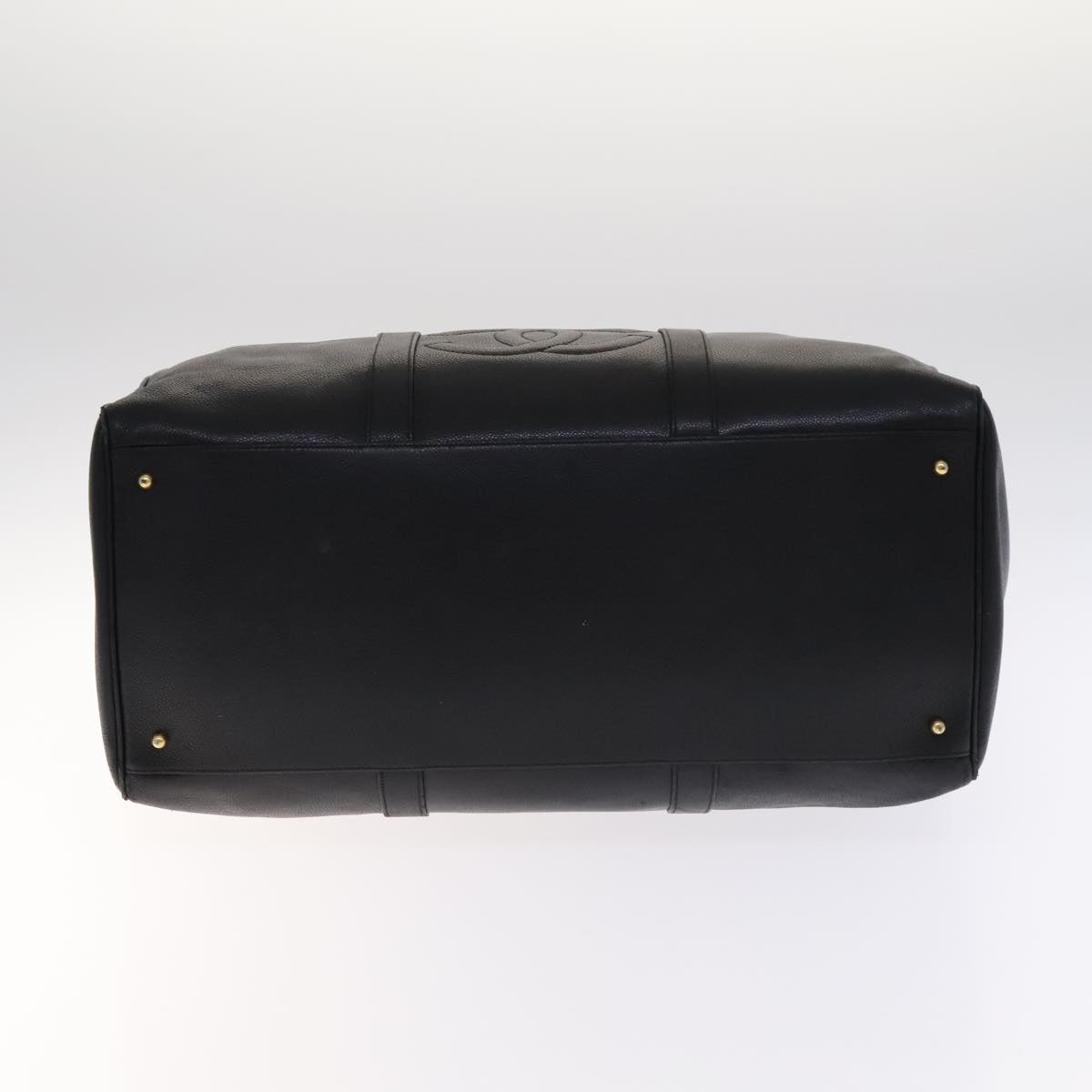 CHANEL COCO Mark Boston Bag Caviar Skin Black Gold CC yk16646