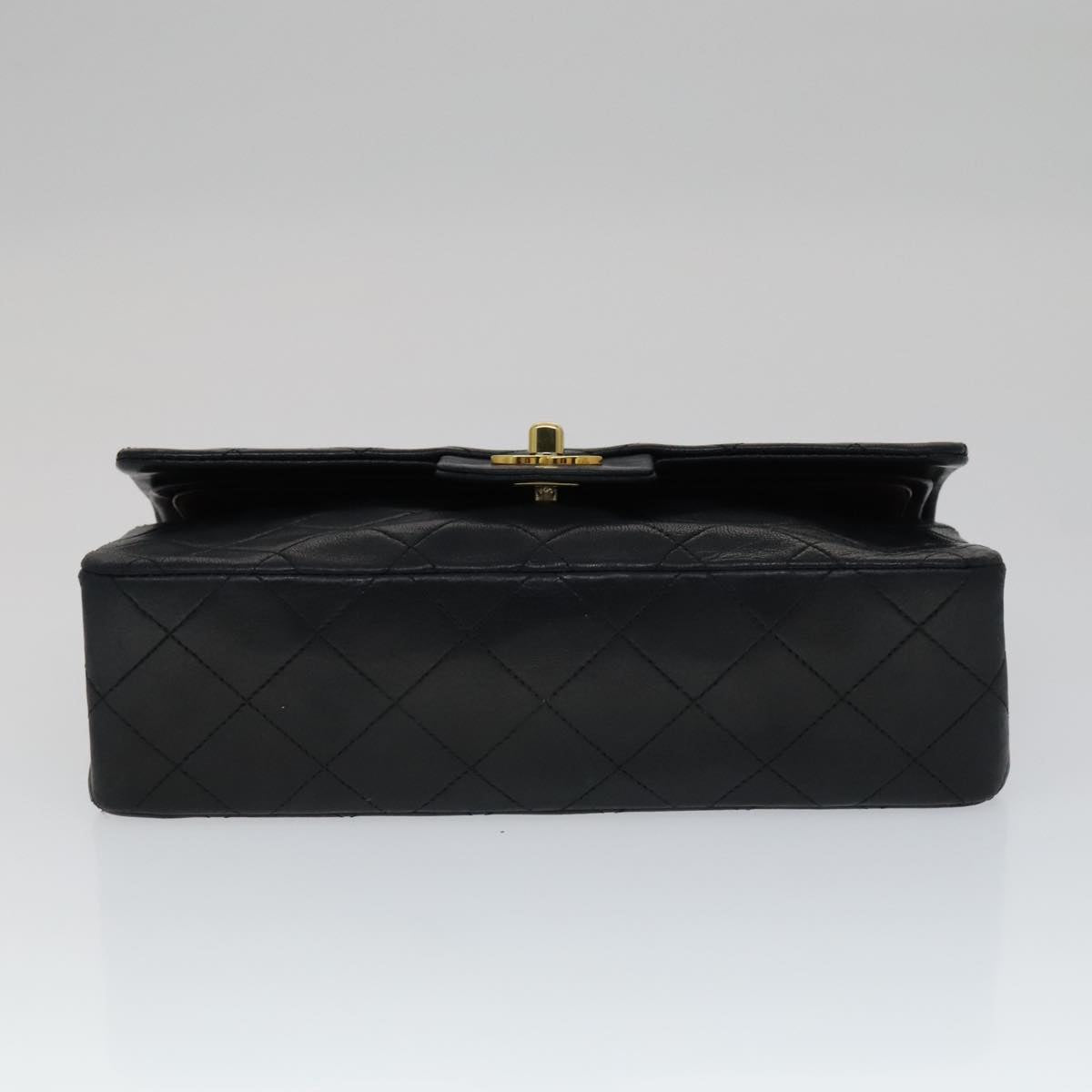 CHANEL Matelasse 23 Double Flap Chain Bag Lamb Skin Black Gold CC yk16744A