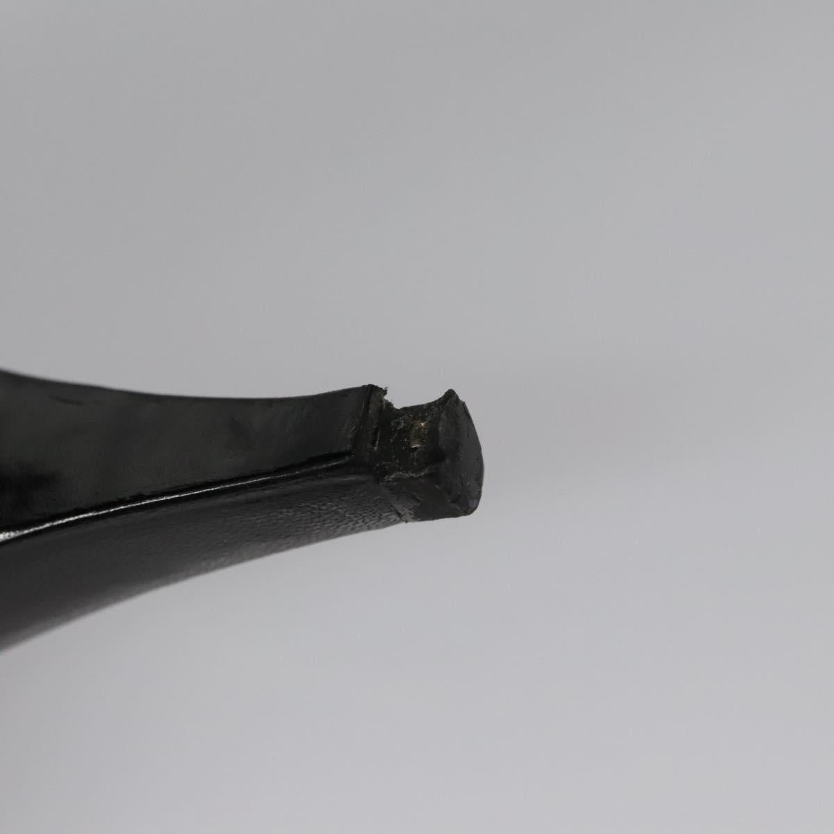 CHANEL COCO Mark Pumps shoes Leather 36 1/2 Black CC yk16951