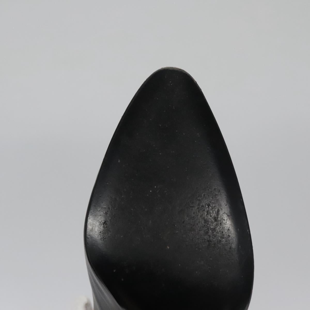 CHANEL COCO Mark Pumps shoes Leather 36 1/2 Black CC yk16951