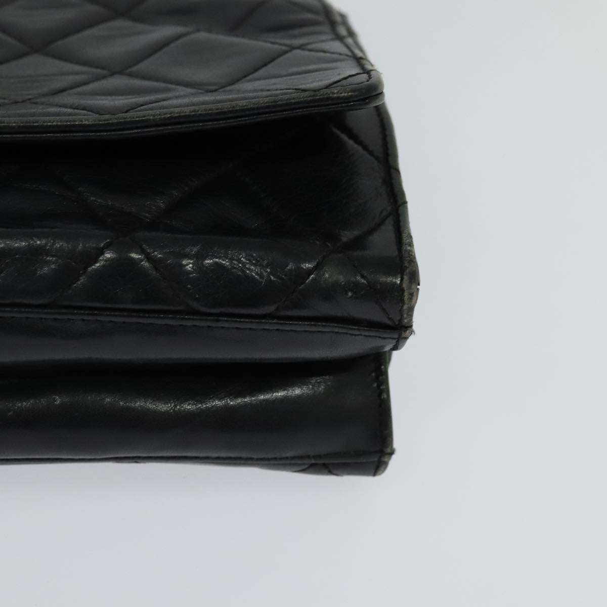 CHANEL Matelasse Chain Shoulder Bag Leather Black CC yk17057