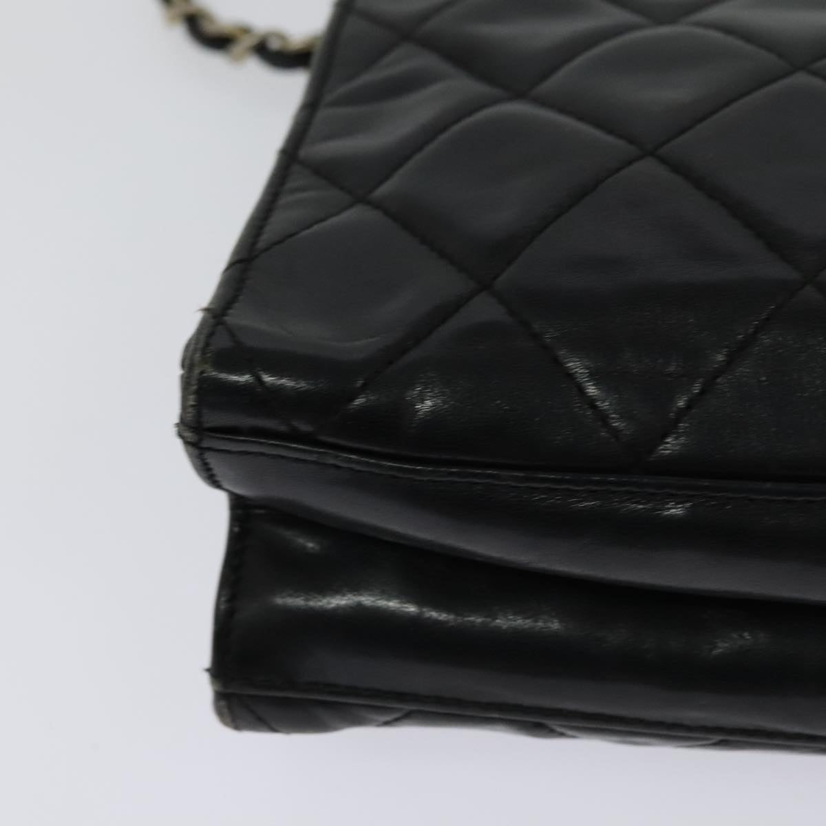 CHANEL Matelasse Chain Shoulder Bag Leather Black CC yk17057