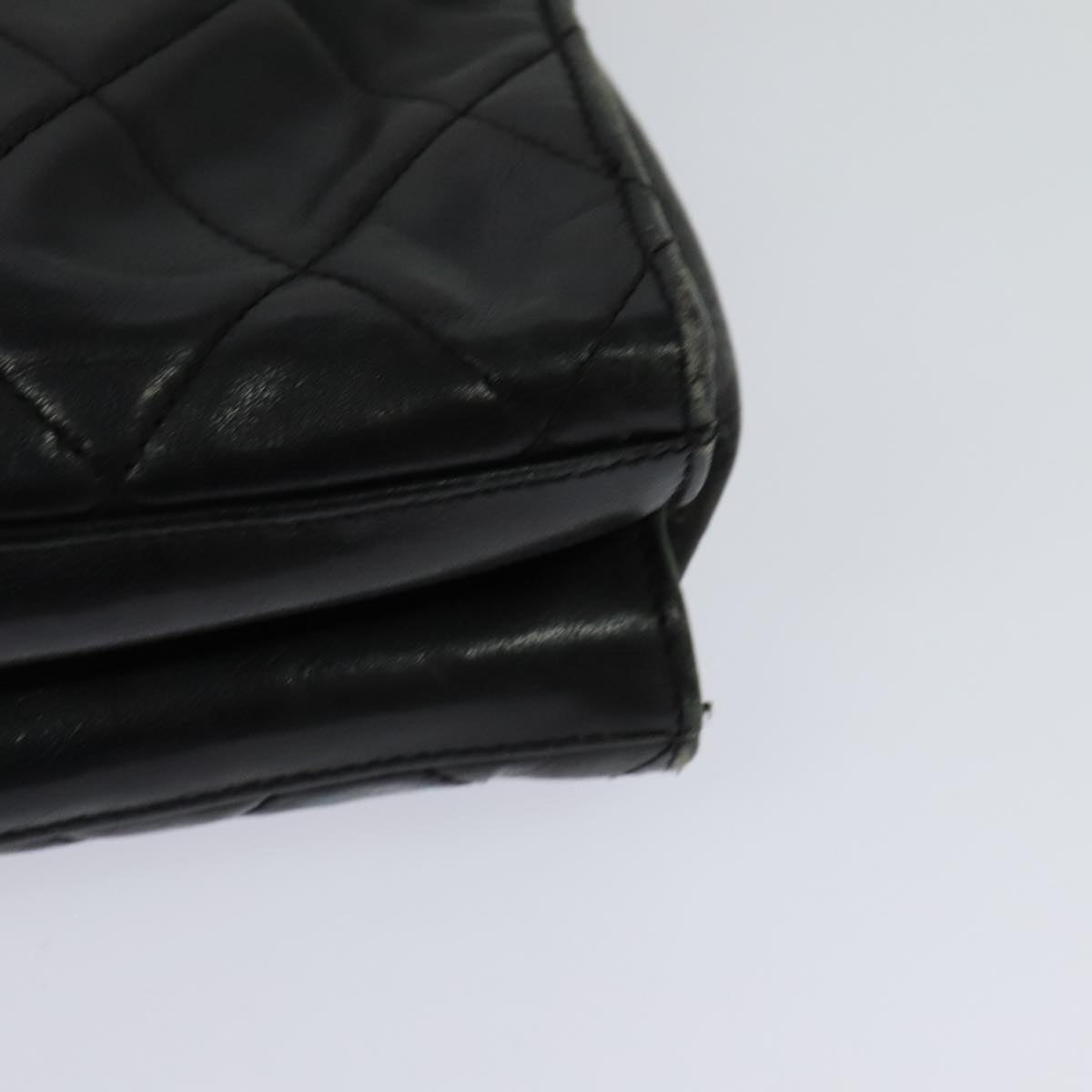 CHANEL Matelasse Chain Shoulder Bag Leather Black CC yk17057