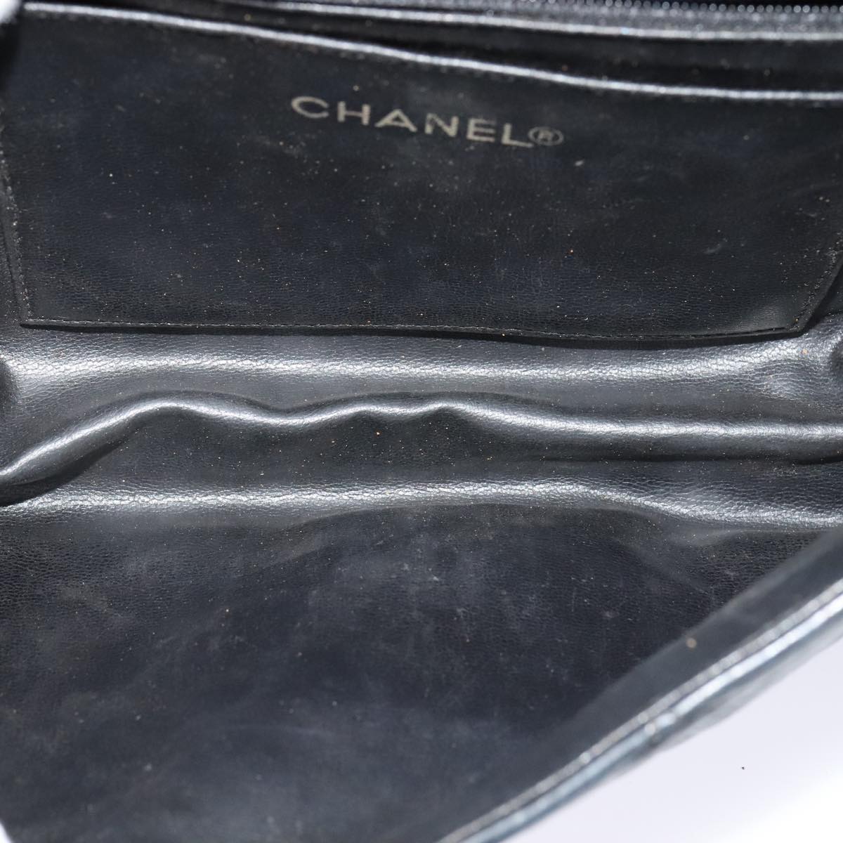 CHANEL Matelasse Chain Shoulder Bag Leather Black CC yk17057