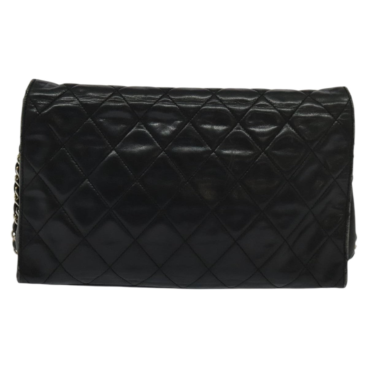 CHANEL Matelasse Chain Shoulder Bag Leather Black CC yk17057