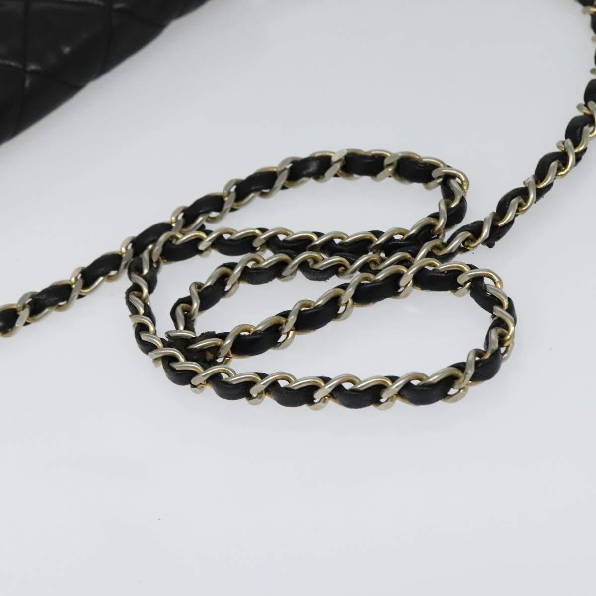 CHANEL Matelasse Chain Shoulder Bag Leather Black CC yk17057
