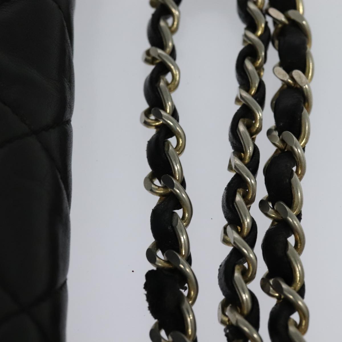CHANEL Matelasse Chain Shoulder Bag Leather Black CC yk17057