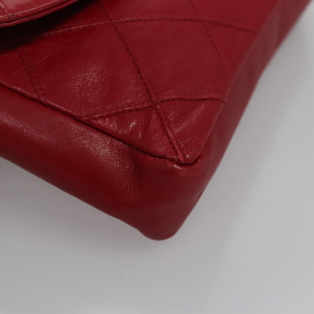 CHANEL Bicolore Chain Waist bag Leather Red Gold CC yk17115