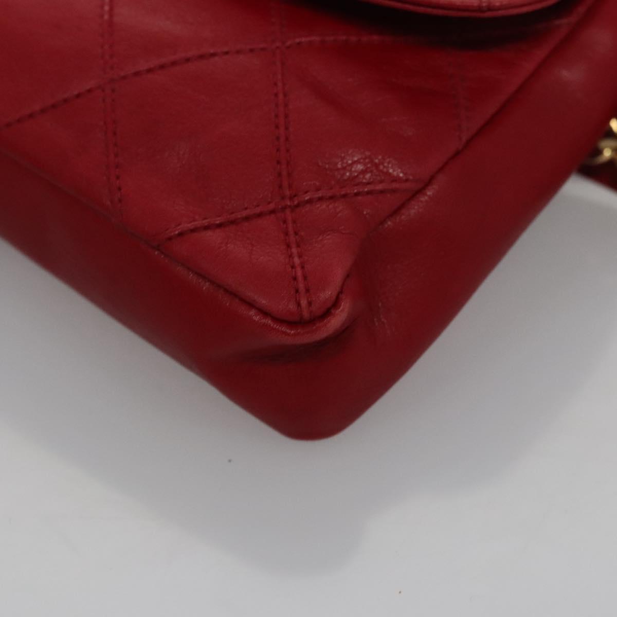 CHANEL Bicolore Chain Waist bag Leather Red Gold CC yk17115
