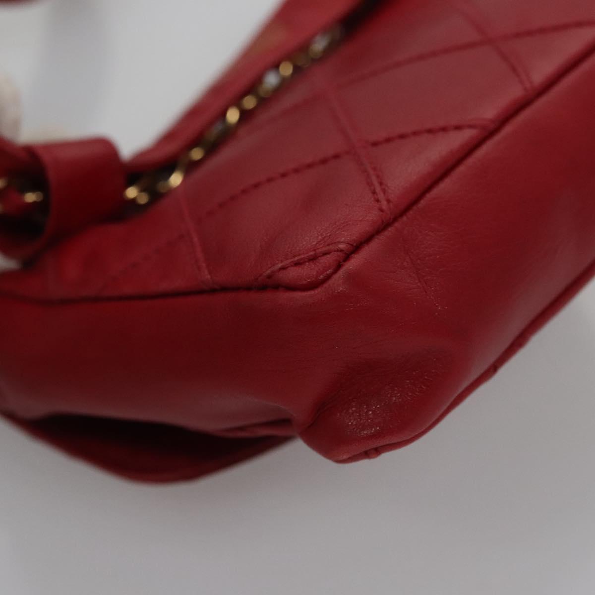 CHANEL Bicolore Chain Waist bag Leather Red Gold CC yk17115