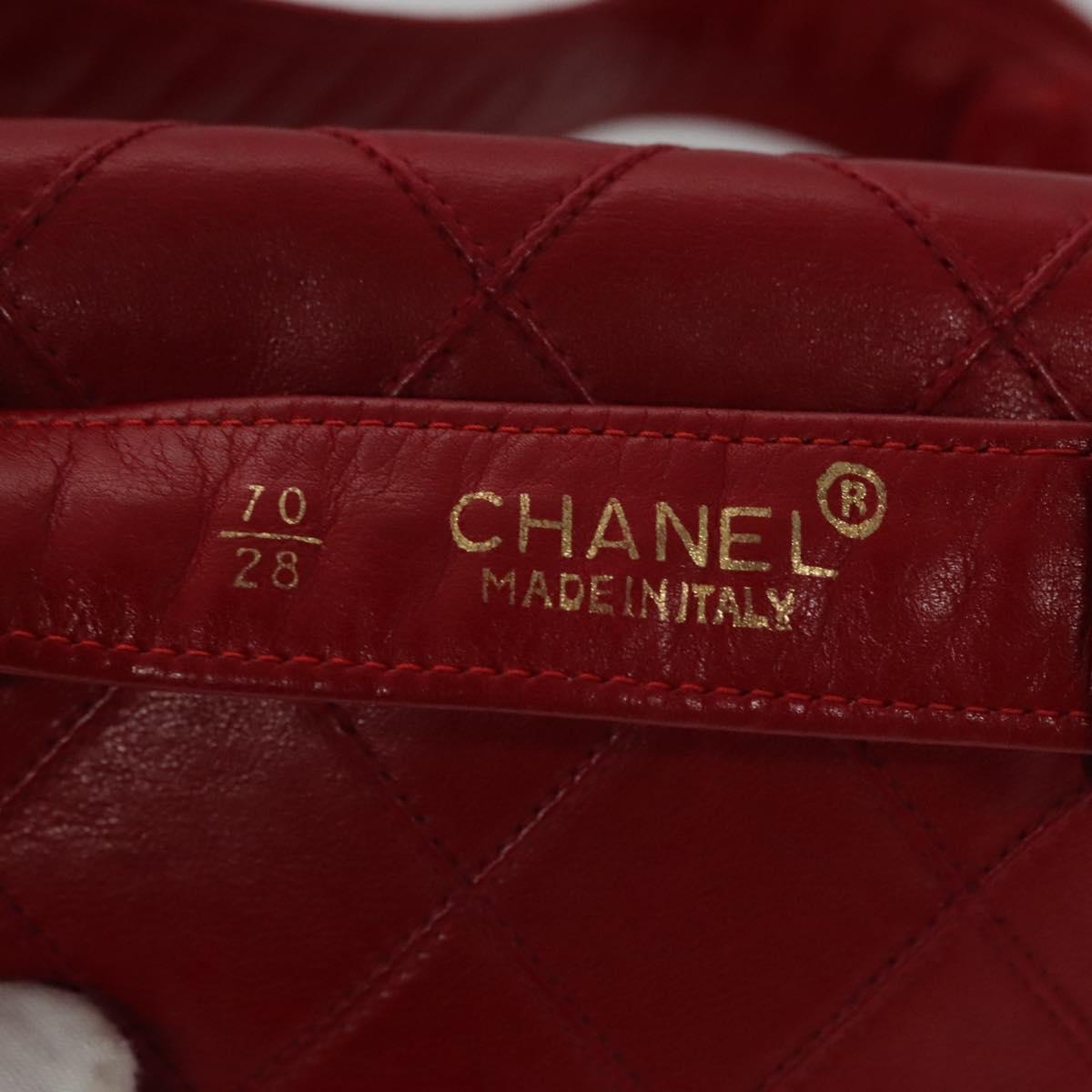 CHANEL Bicolore Chain Waist bag Leather Red Gold CC yk17115