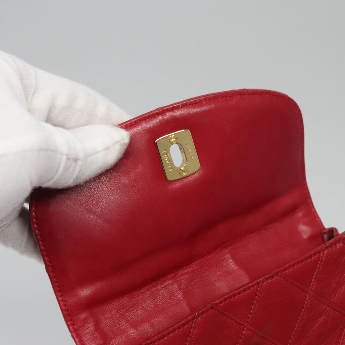 CHANEL Bicolore Chain Waist bag Leather Red Gold CC yk17115