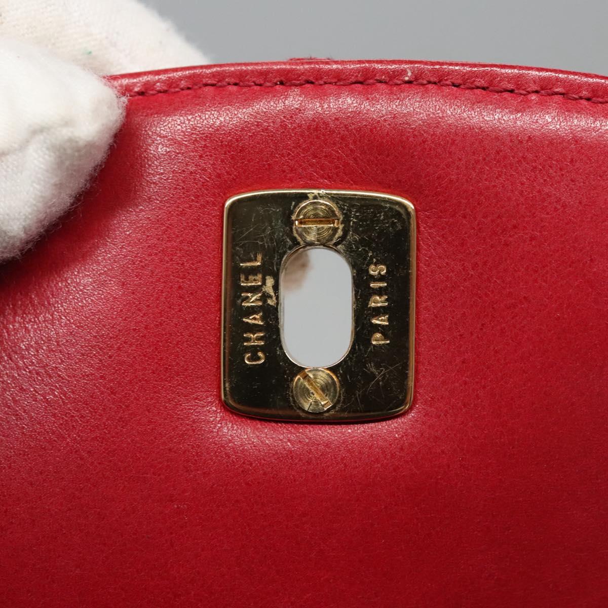 CHANEL Bicolore Chain Waist bag Leather Red Gold CC yk17115