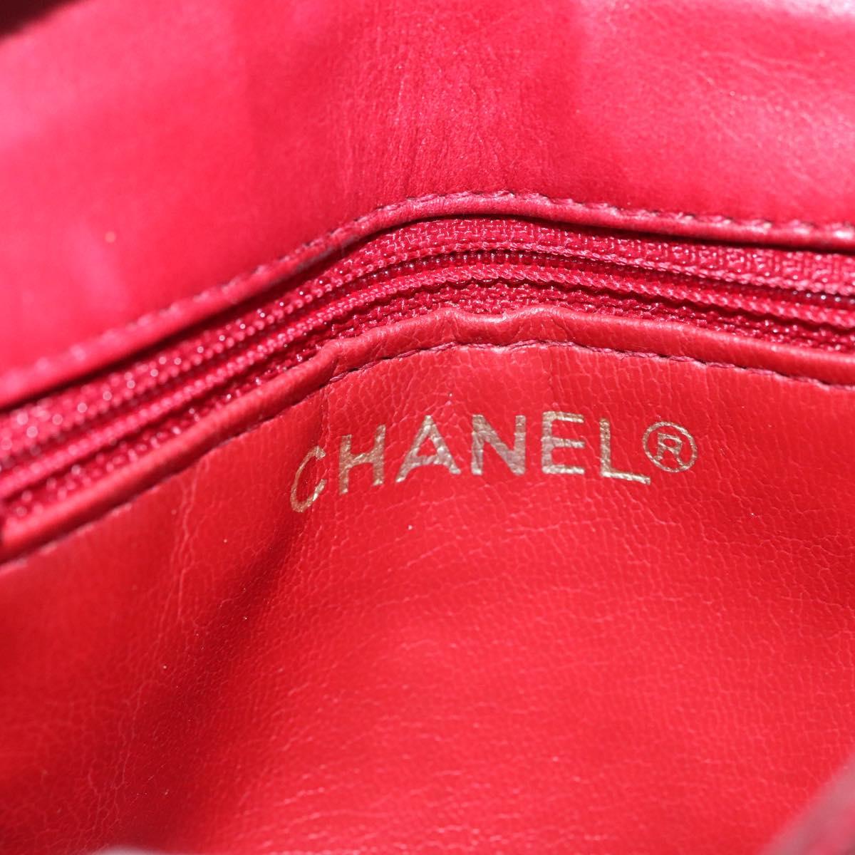 CHANEL Bicolore Chain Waist bag Leather Red Gold CC yk17115