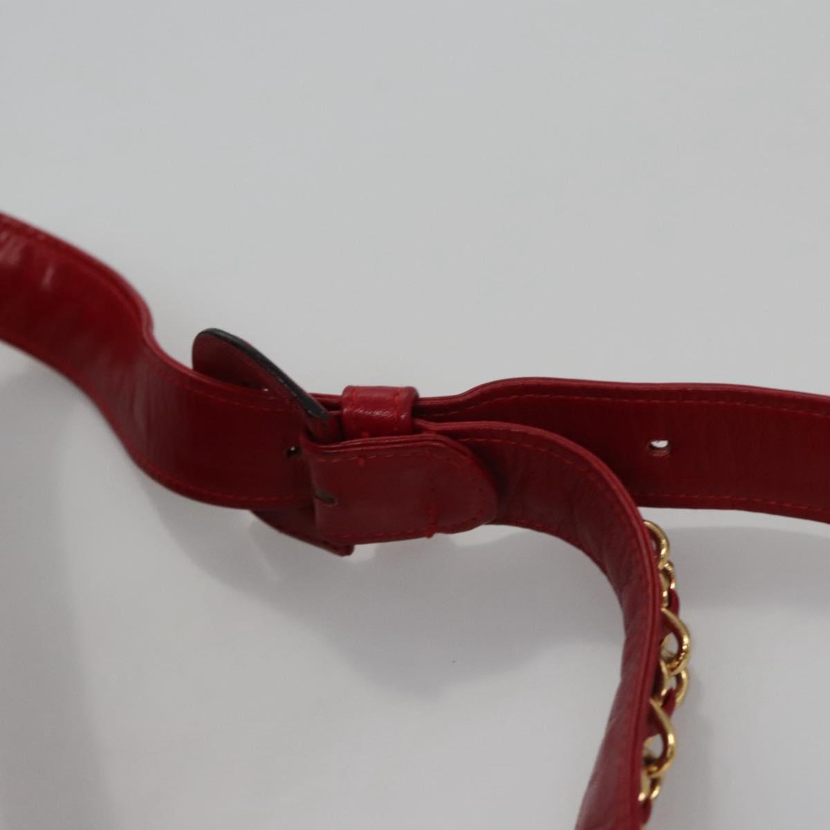 CHANEL Bicolore Chain Waist bag Leather Red Gold CC yk17115