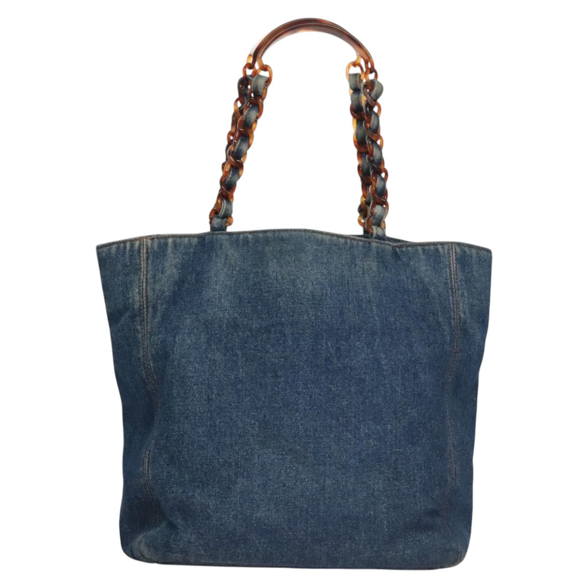 CHANEL COCO Mark Chain Tote Bag Denim Blue CC yk17183