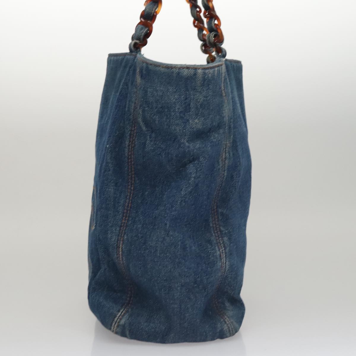 CHANEL COCO Mark Chain Tote Bag Denim Blue CC yk17183