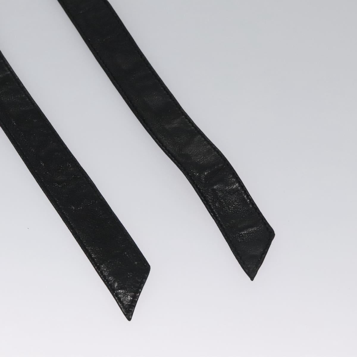 CHANEL Chain Belt Metal Leather 49.6"" Gold Black CC yk17255
