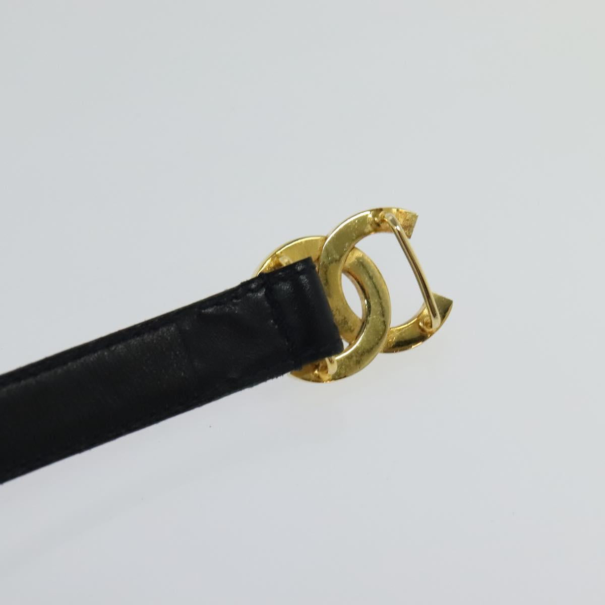 CHANEL COCO Mark Belt Leather 26.4"" Black Gold CC yk17305