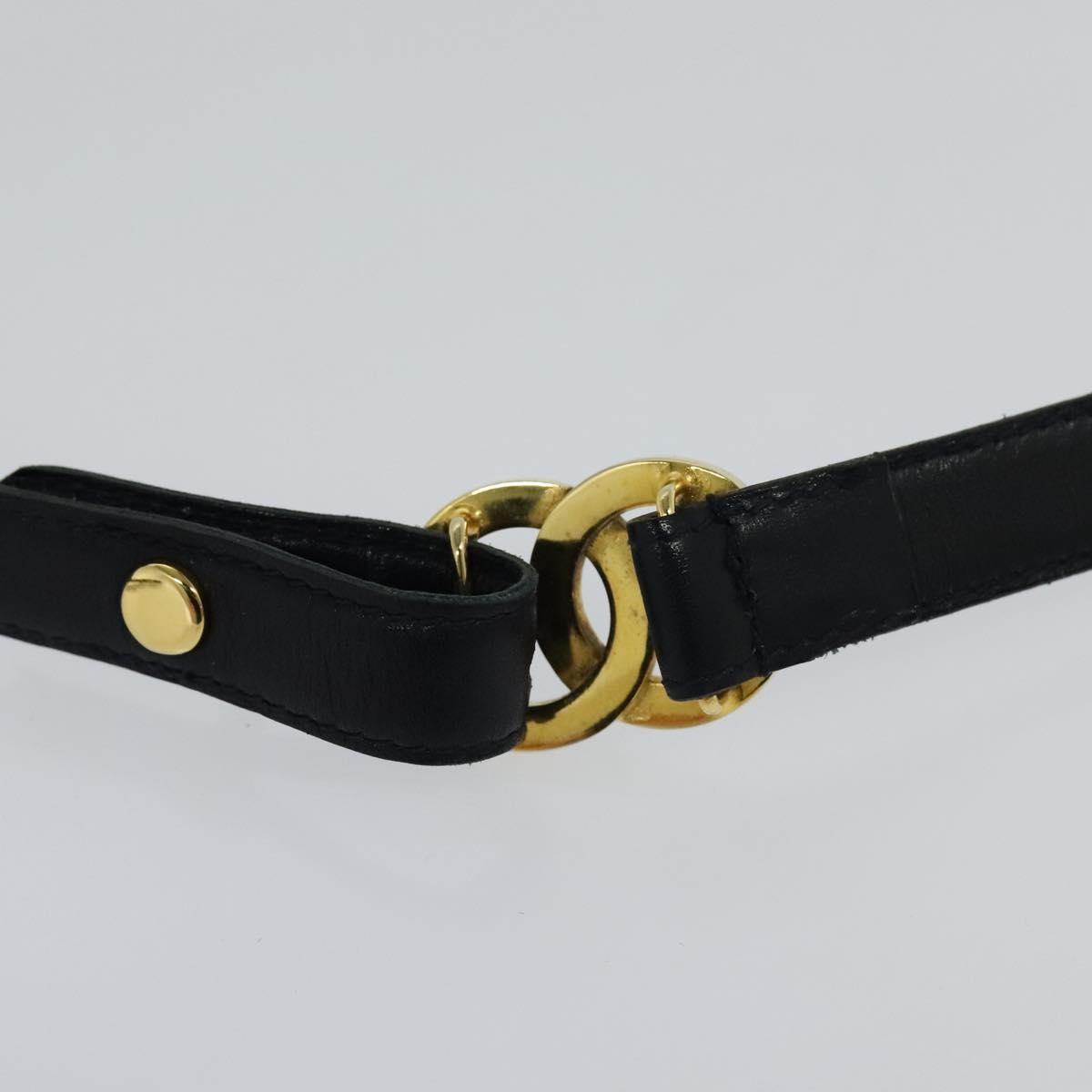 CHANEL COCO Mark Belt Leather 26.4"" Black Gold CC yk17305