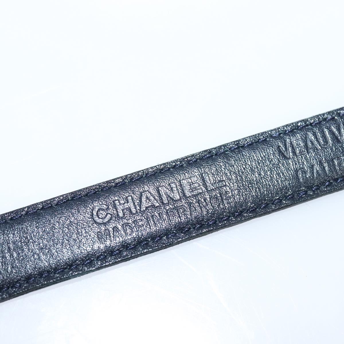 CHANEL COCO Mark Belt Leather 26.4"" Black Gold CC yk17305