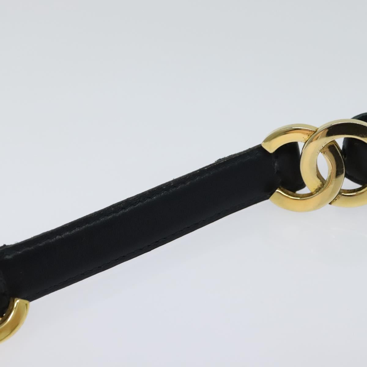 CHANEL COCO Mark Belt Leather 26.4"" Black Gold CC yk17305