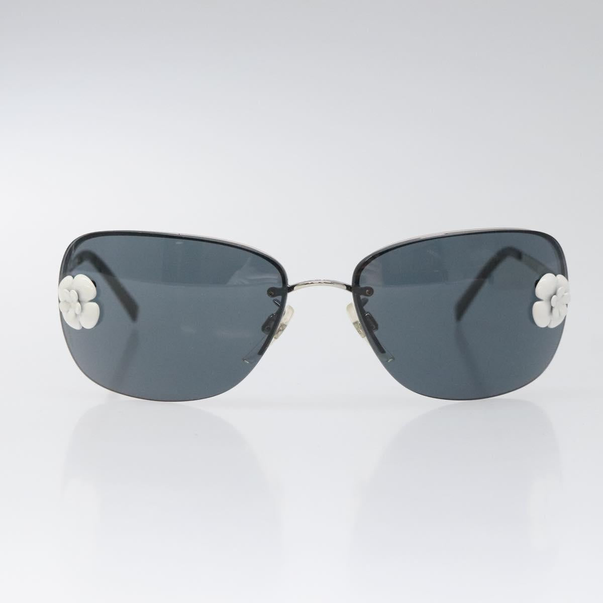 CHANEL Camelia Sunglasses metal Silver CC yk17322