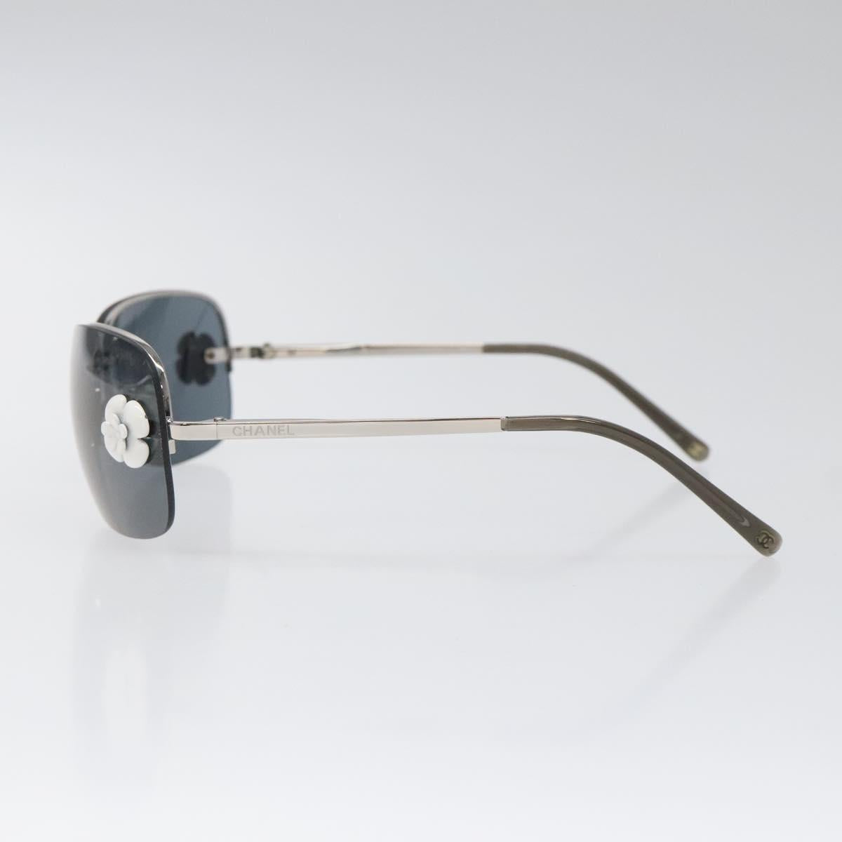 CHANEL Camelia Sunglasses metal Silver CC yk17322