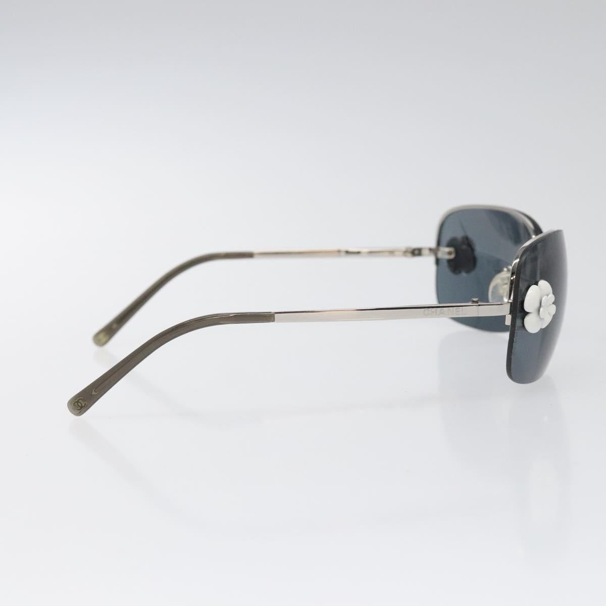 CHANEL Camelia Sunglasses metal Silver CC yk17322