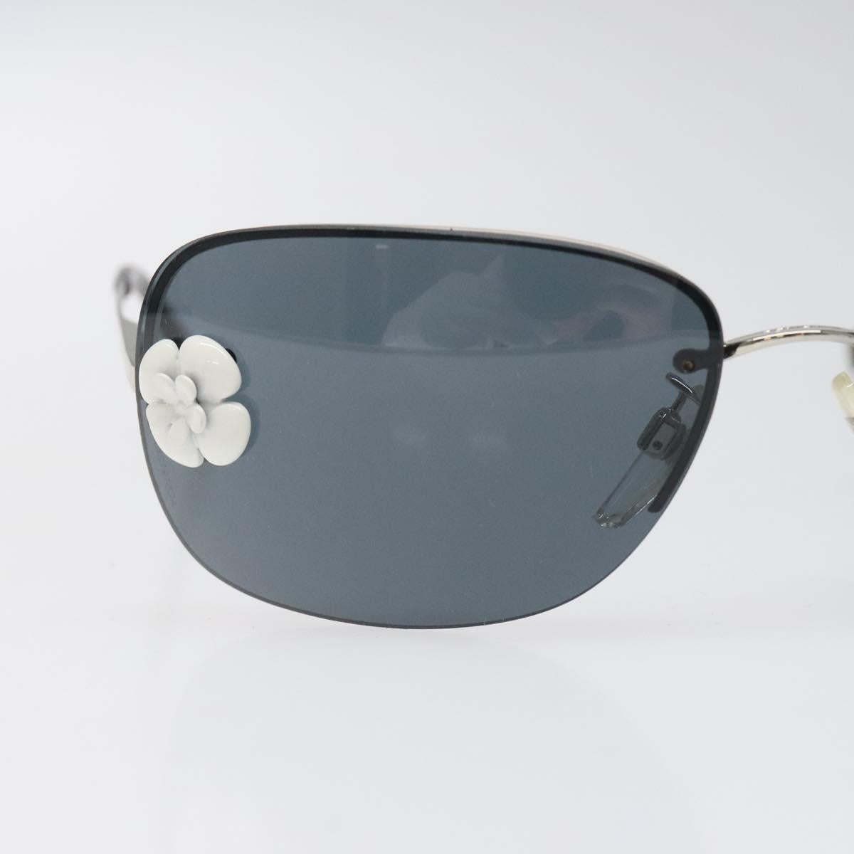 CHANEL Camelia Sunglasses metal Silver CC yk17322