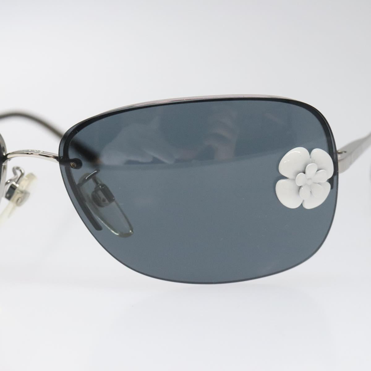 CHANEL Camelia Sunglasses metal Silver CC yk17322