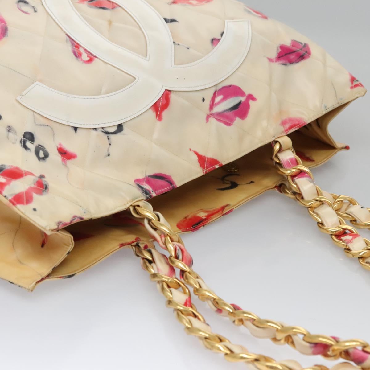 CHANEL Matelasse Chain COCO Mark Lip Tote Bag Vinyl Red CC yk17404