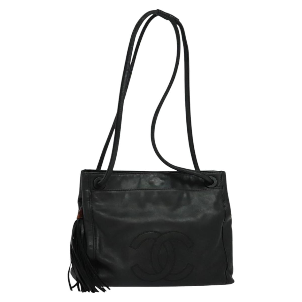 CHANEL COCO Mark Shoulder Bag Leather Black CC yk17438