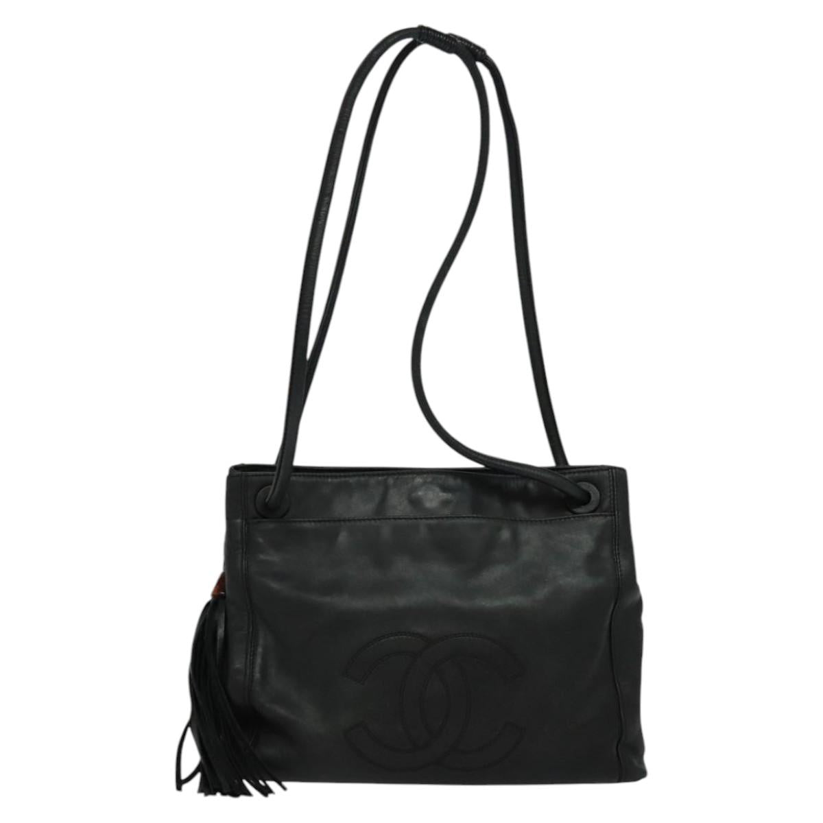 CHANEL COCO Mark Shoulder Bag Leather Black CC yk17438