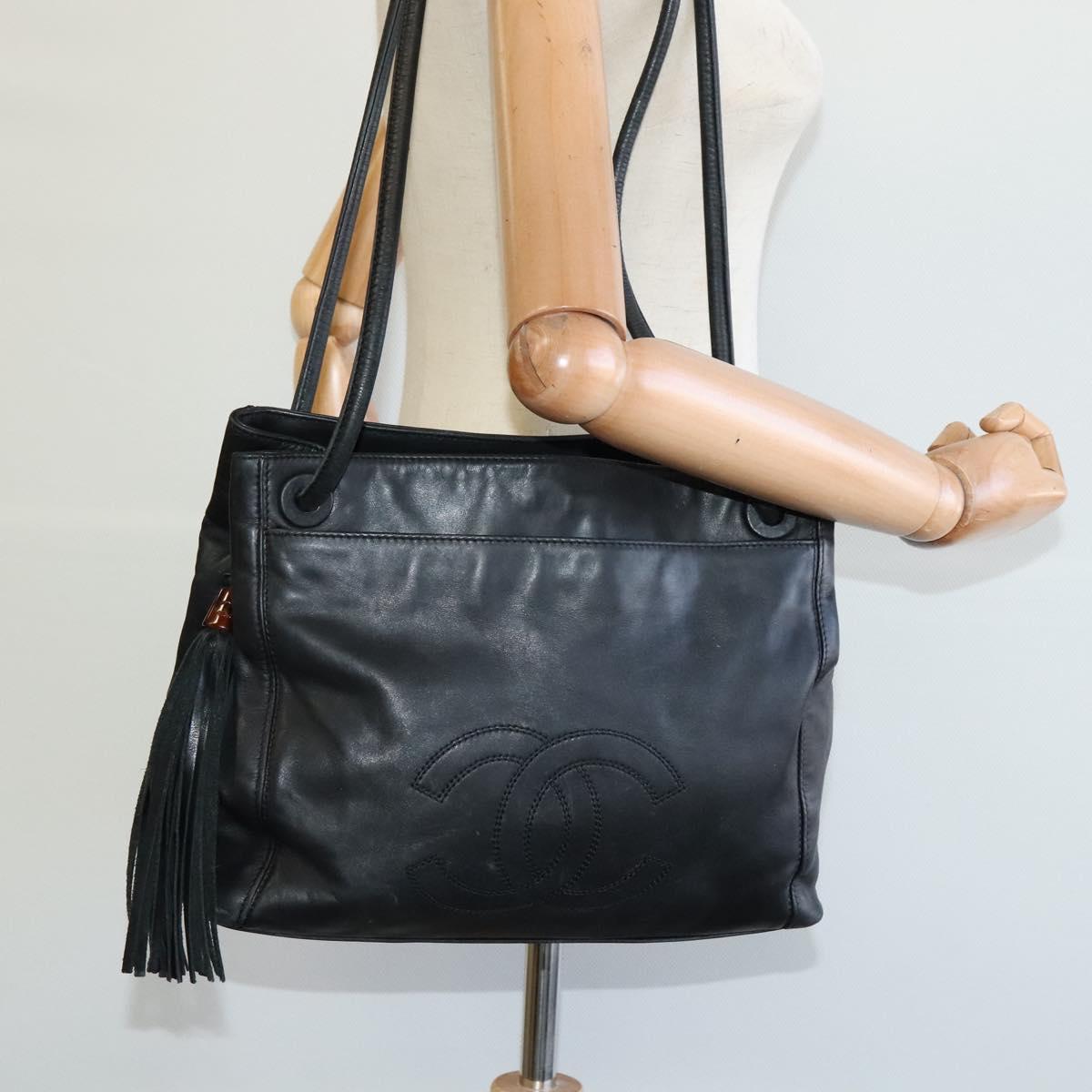 CHANEL COCO Mark Shoulder Bag Leather Black CC yk17438