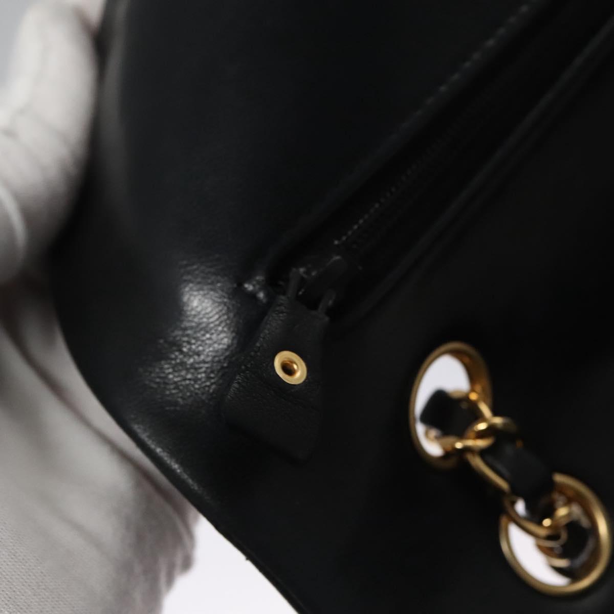 CHANEL Matelasse 25 Double Flap Shoulder Bag Lamb Skin Black CC yk17461A