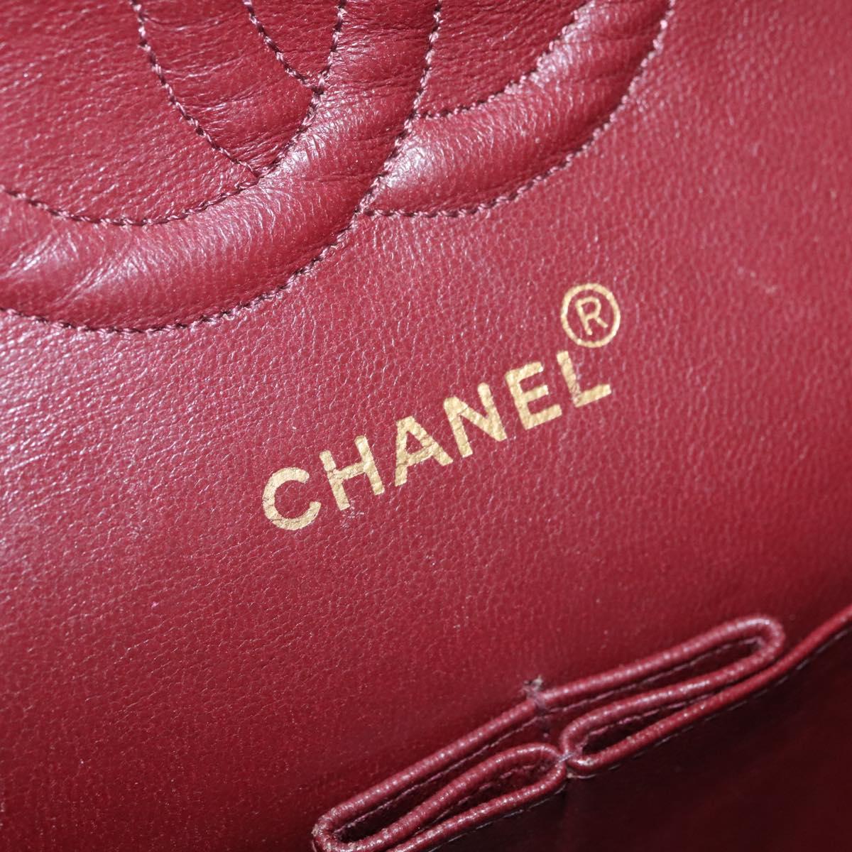 CHANEL Matelasse 25 Double Flap Shoulder Bag Lamb Skin Black CC yk17461A