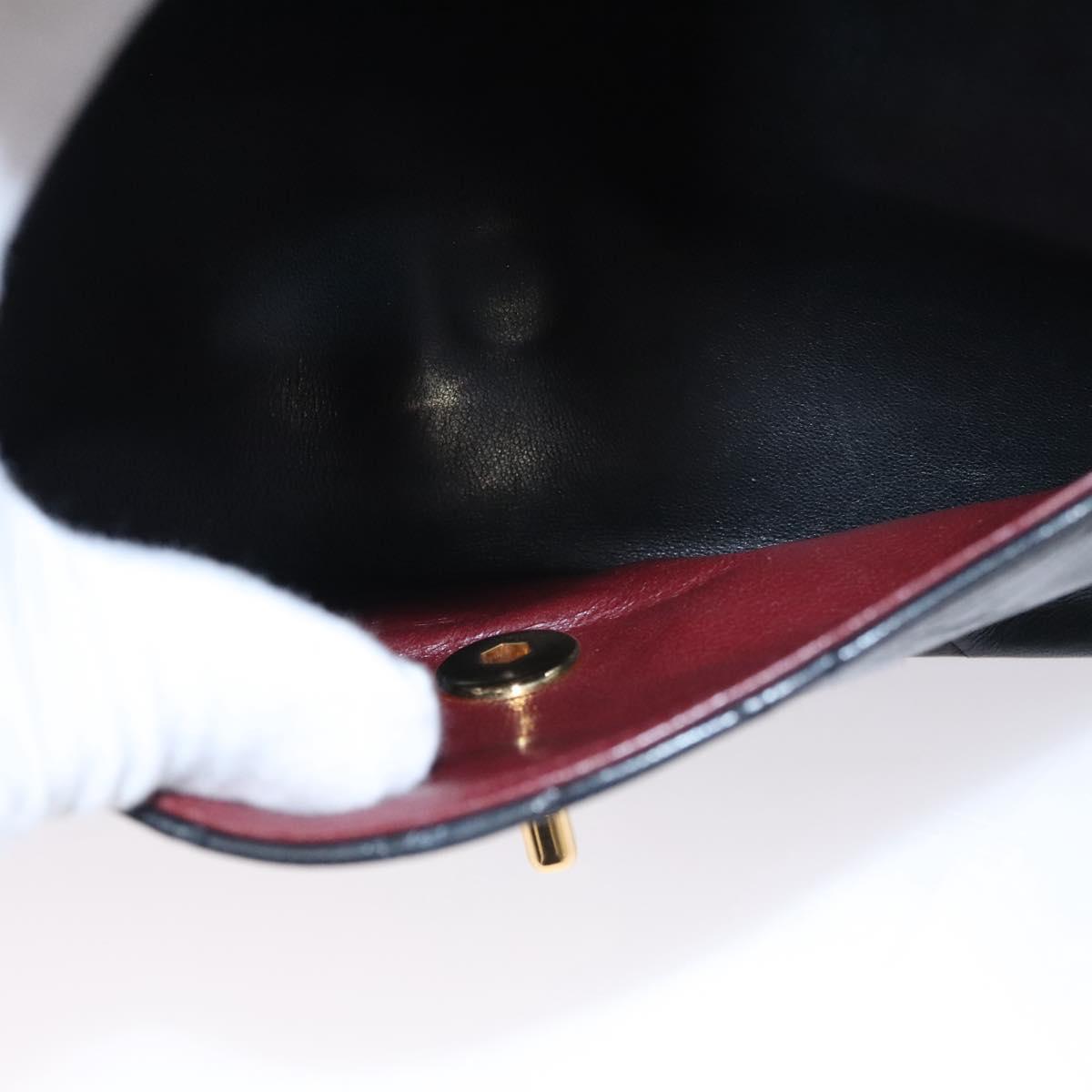 CHANEL Matelasse 25 Double Flap Shoulder Bag Lamb Skin Black CC yk17461A
