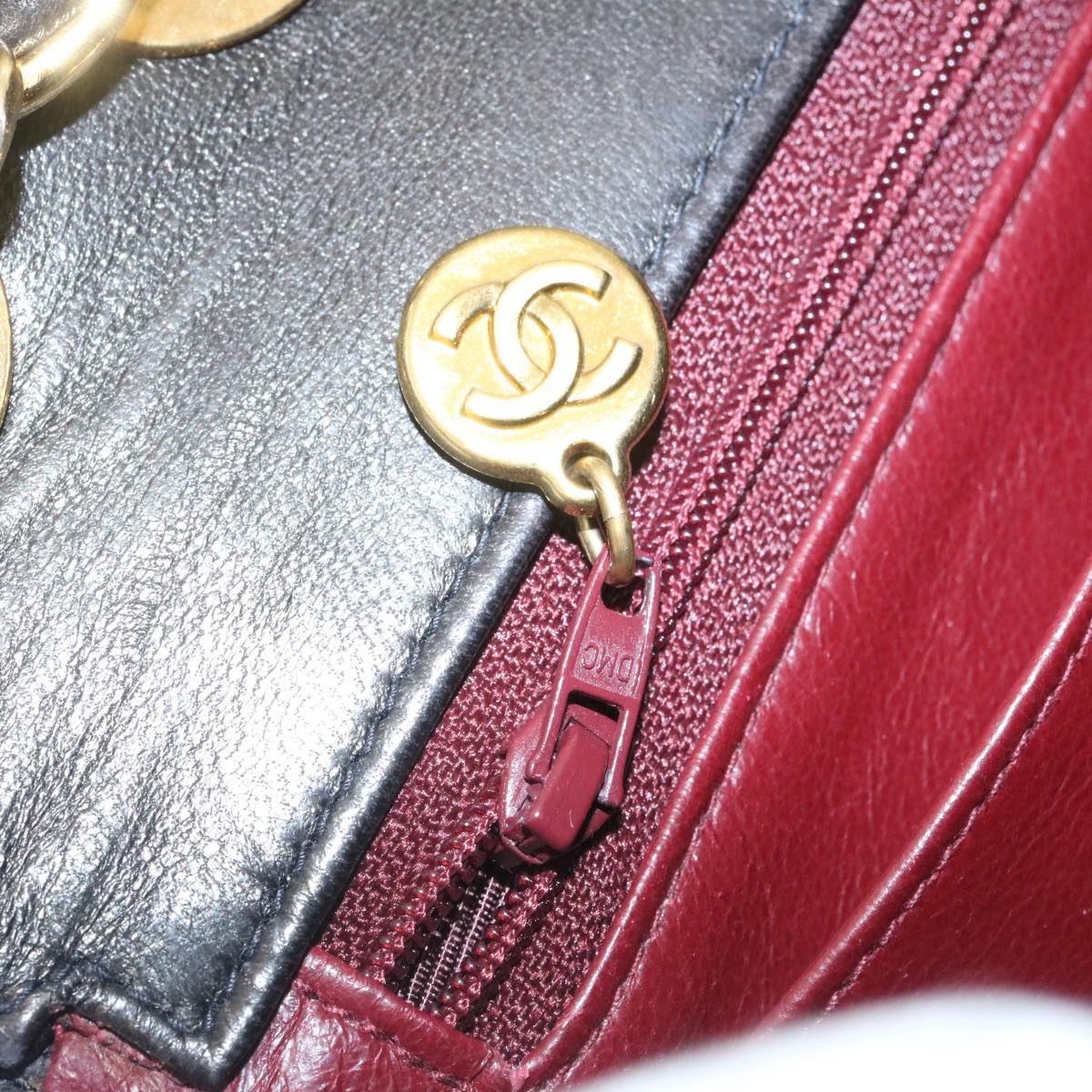 CHANEL Mademoiselle Big COCO Mark Chain ShoulderBag Lamb Skin Black yk4080A