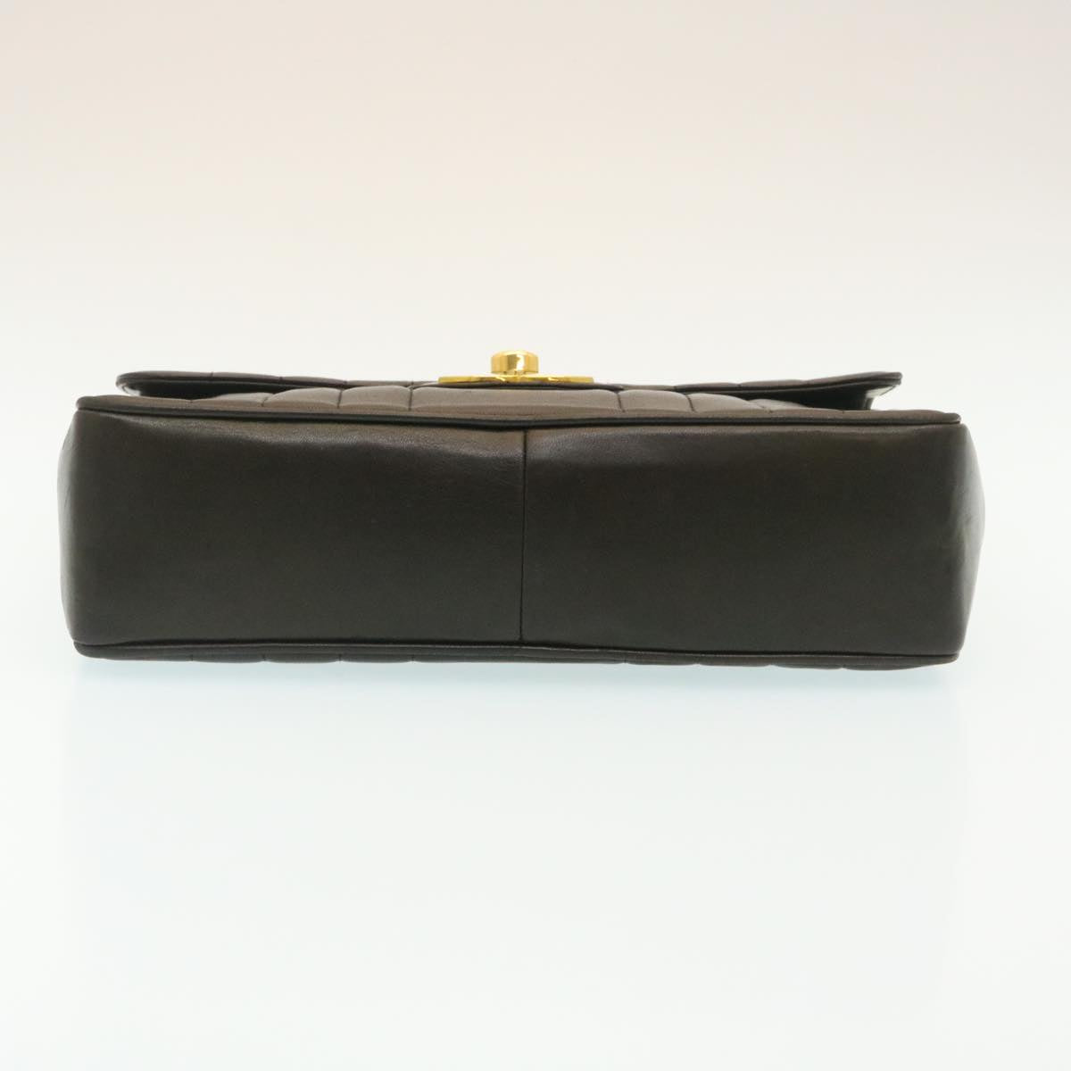 CHANEL Mademoiselle Big COCO Mark Chain ShoulderBag Lamb Skin Black yk4080A