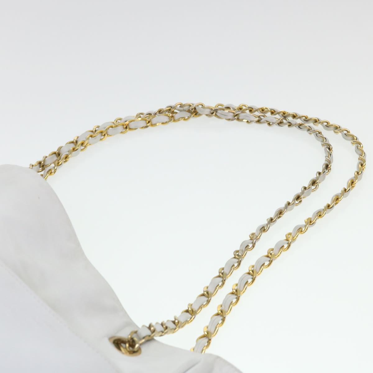 CHANEL Chain Shoulder Bag Lamb Skin White CC yk6254