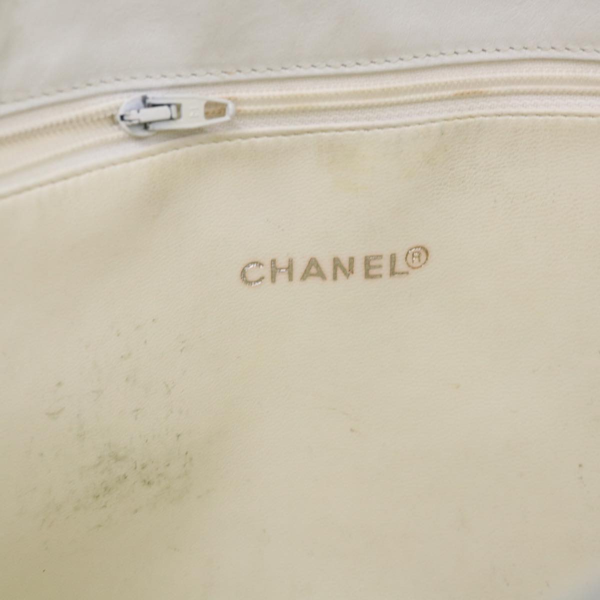 CHANEL Chain Shoulder Bag Lamb Skin White CC yk6254