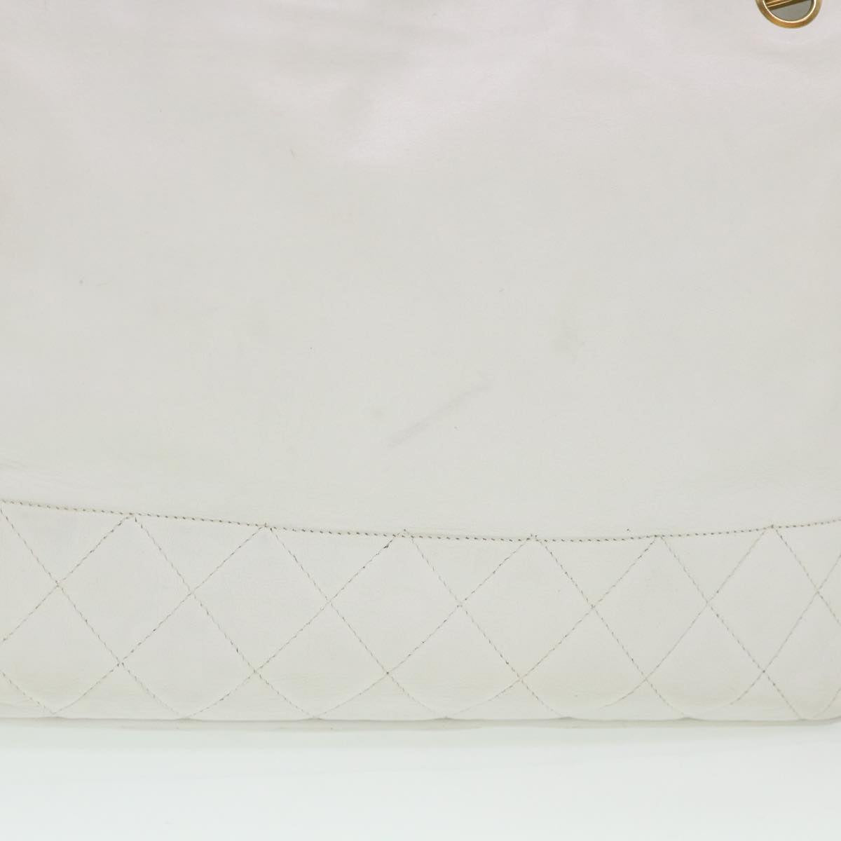 CHANEL Chain Shoulder Bag Lamb Skin White CC yk6254
