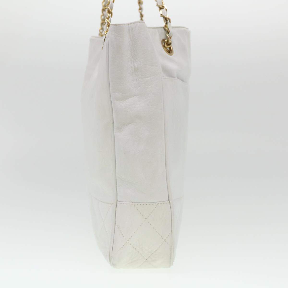 CHANEL Chain Shoulder Bag Lamb Skin White CC yk6254