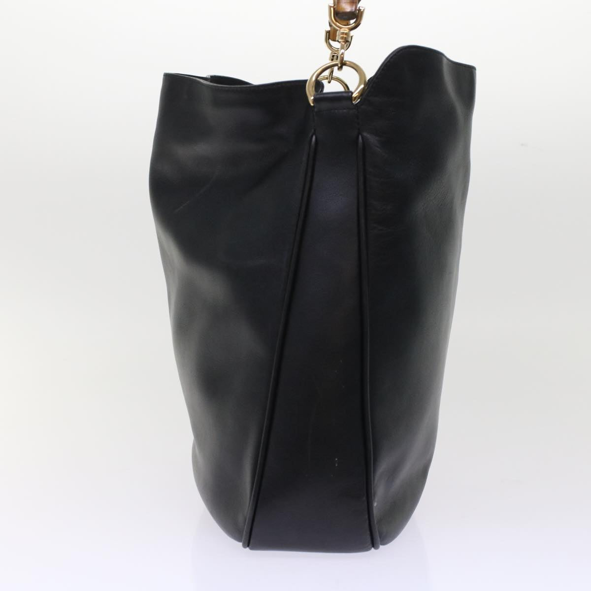 GUCCI Bamboo Shoulder Bag Leather 2way Black 001.2058.1577.0 yk8007B